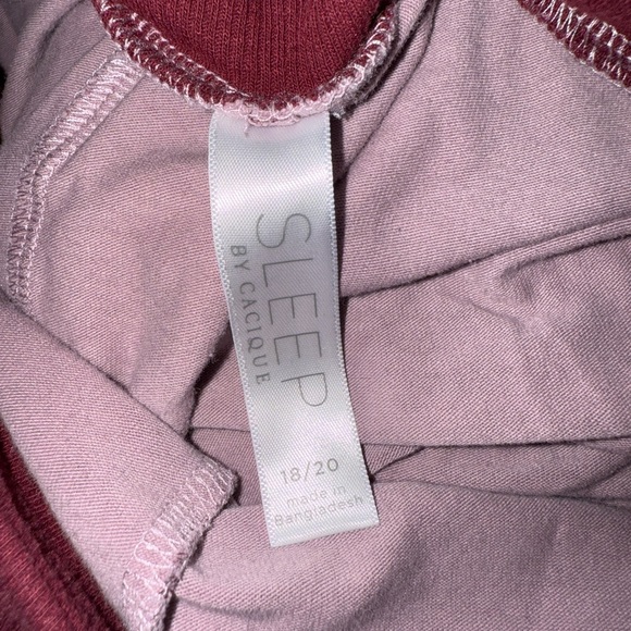 Cacique Burgundy and Lace Patterned Print Legging Pajama Pants - Picture 6 of 7